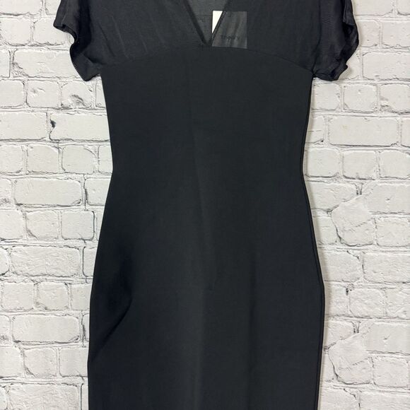 NWT Theory Kimono Illusion Fitted Dress in Black Glossed Women Size Small S LBD - Picture 7 of 16